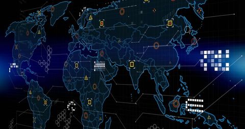 Digital Data Display on World Map Highlighting Global Networks - Download Free Stock Images Pikwizard.com