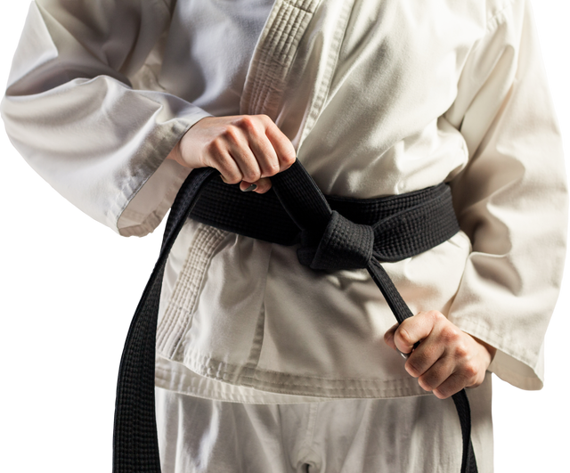 Karate Fighter Tying Black Belt Showing Expertise - Download Free Stock Videos Pikwizard.com