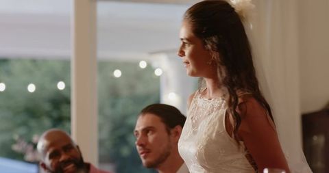 Bride Giving Toast at Elegant Wedding Reception