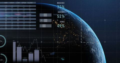 Global Financial Data Overlay on Earth Concept - Download Free Stock Images Pikwizard.com