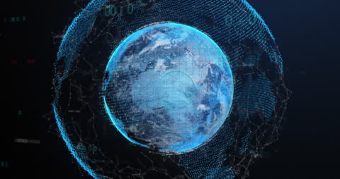 Binary Data Processing Around Digital Globe Animation