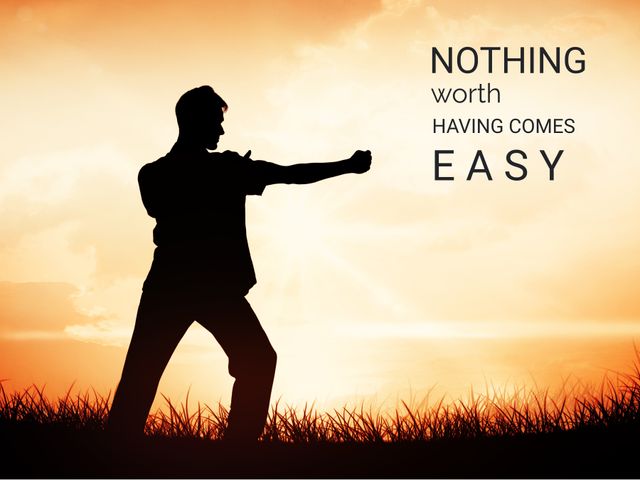 Inspirational Silhouette at Sunset with Motivational Quote - Download Free Stock Templates Pikwizard.com