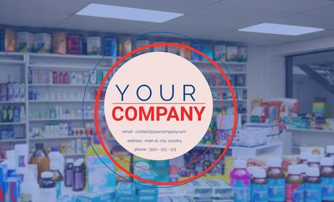 Professional pharmacy interior with customizable logo display