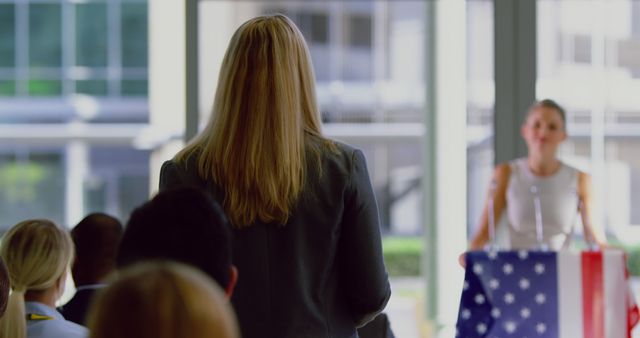 Female Politician Listening to Questions at Political Rally - Download Free Stock Images Pikwizard.com