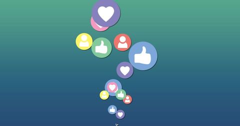 Digital social media icon stream on green gradient