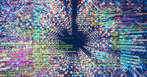 Abstract Digital Data Stream with Circuit Board Pattern - Download Free Stock Images Pikwizard.com