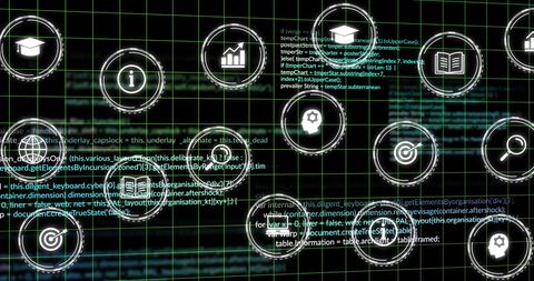 Digital Technology Icons over Data Background - Download Free Stock Images Pikwizard.com
