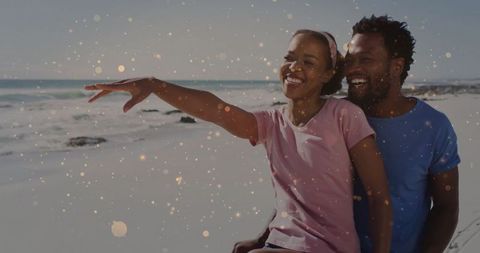 Romantic Couple Enjoying a Sparkling Beach Day