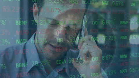 Businessman with Financial Data and Stock Market Analysis