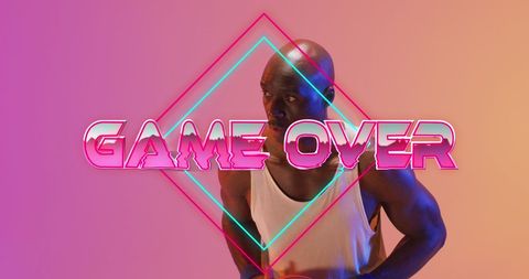 Neon Game Over Text Over Athlete Silhouette - Download Free Stock Images Pikwizard.com