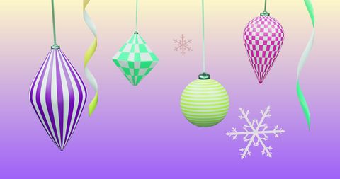 Colorful Geometric Christmas Ornaments on Gradient Background