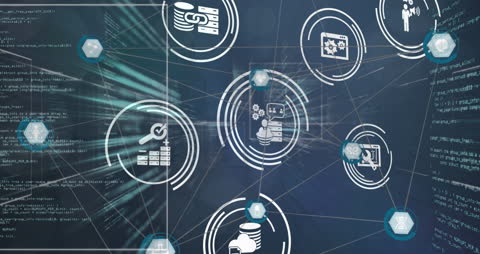 Global Network Connections with Digital Data Icons Technology