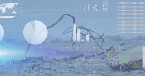Environmental data overlaid on waste site illustration sustainability