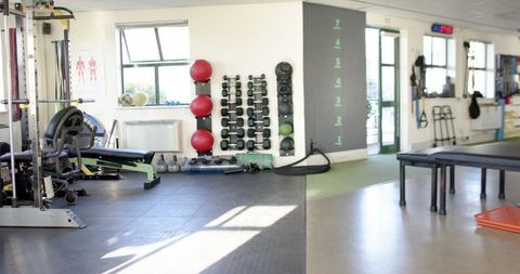 Rehabilitation Center Gym with Therapy Equipment