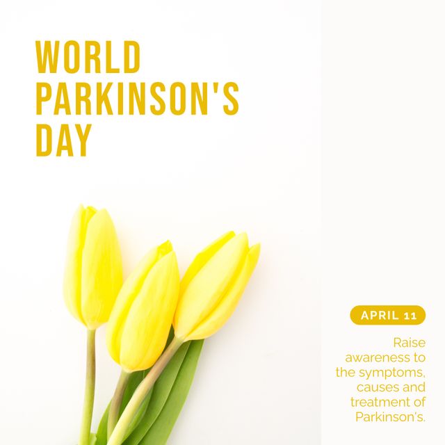 World Parkinson's Day Banner with Yellow Tulips and Awareness Message - Download Free Stock Templates Pikwizard.com