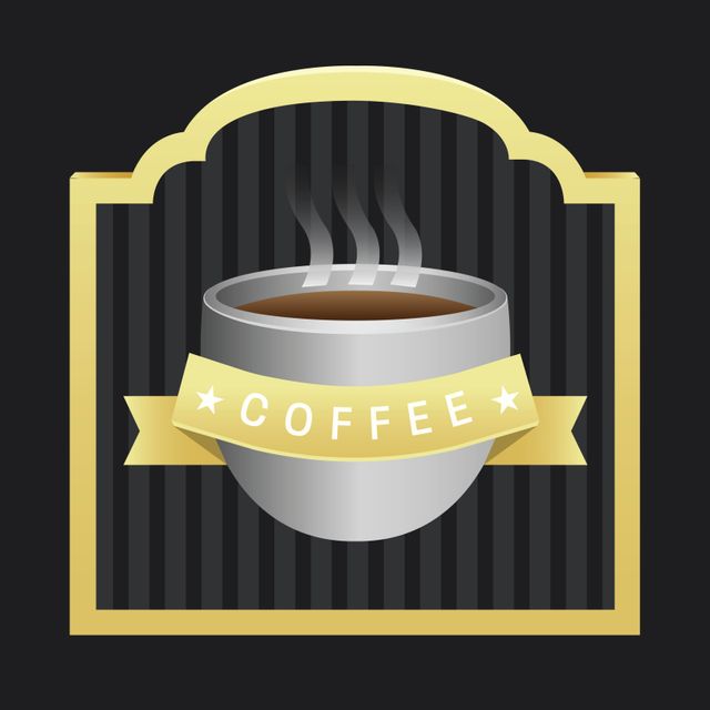 Vintage Steaming Coffee Cup Emblem for Cafe Branding - Download Free Stock Templates Pikwizard.com