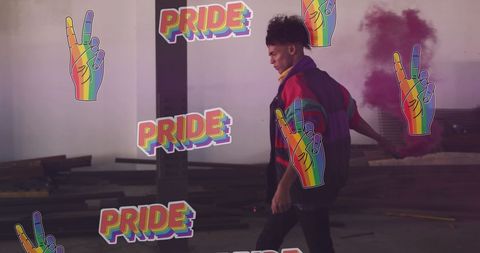 Celebrating pride and gender equality with rainbow smoke