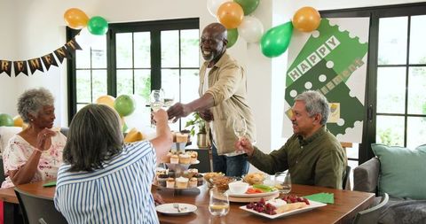 Joyful Senior Friends Celebrating Retirement Together