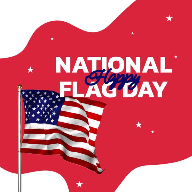 Happy National Flag Day Celebration with USA Flag and Stars - Download Free Stock Templates Pikwizard.com