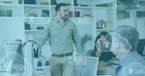 Business Team Using Cloud Technology in Modern Office