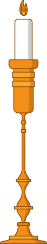 Transparent minimalist candle on ornate golden candlestick