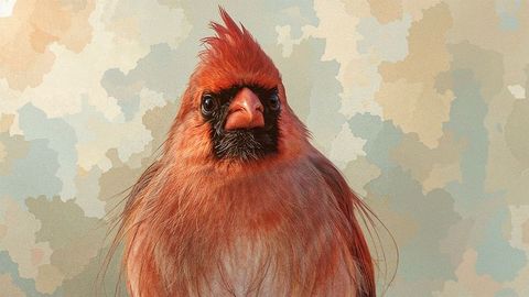 Northern Cardinal Portrait with Vibrant Artistic Flair
