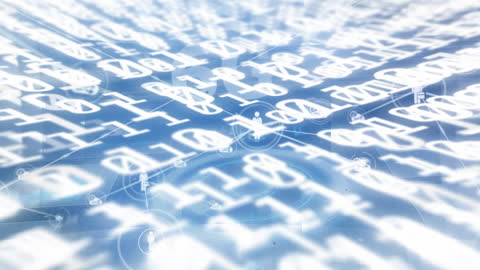 Digital Binary Code Animation Over Blue