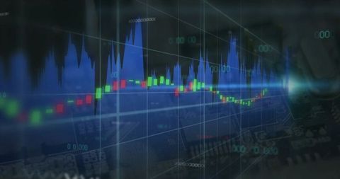 Dynamic Candlestick Chart with 3D Grid and Numeric Data
