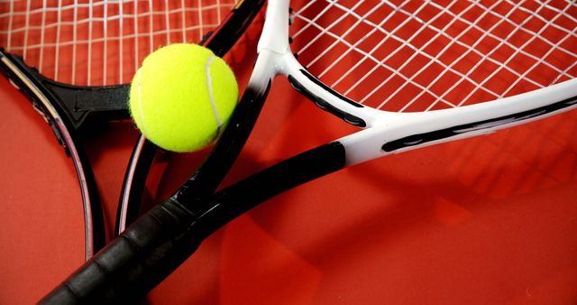 Tennis Rackquets and Ball on Red Court Background - Download Free Stock Images Pikwizard.com