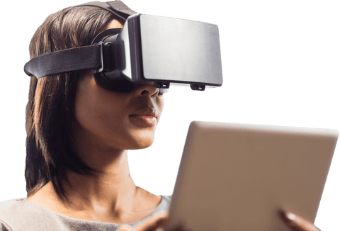 Transparent Biracial Businesswoman with VR Headset and Tablet - Download Free Stock Videos Pikwizard.com