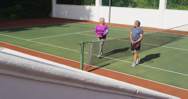 Joyful Senior Couple Celebrating Tennis Match Success on Court - Download Free Stock Images Pikwizard.com