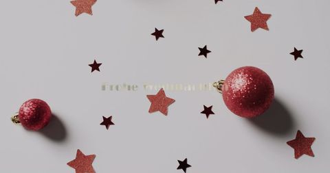 Glittery Red Christmas Ornaments with Stars