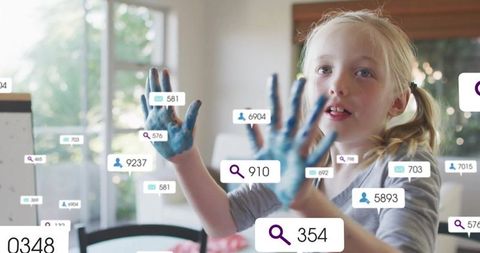 Girl embracing creativity through digital interaction