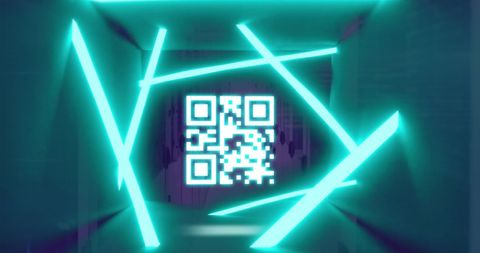 Futuristic Digital Identity with Neon Glowing QR Code in Server Room - Download Free Stock Images Pikwizard.com