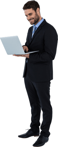 transparent businessman using laptop isolated background - Download Free Stock Videos Pikwizard.com