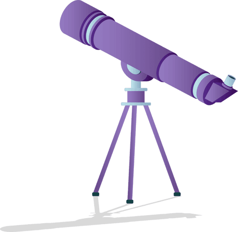 Purple telescope isolated on transparent background illustration