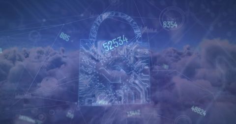 Digital Security over Cloud Network with Padlock Icon - Download Free Stock Images Pikwizard.com