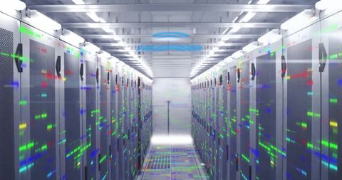 Futuristic Server Farm with Data Streams - Download Free Stock Images Pikwizard.com