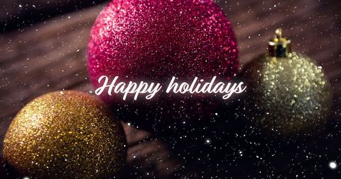 Festive Christmas Baubles Greeting with Snow