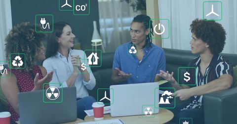 Diverse Team Discussing Eco-Friendly Business Strategies