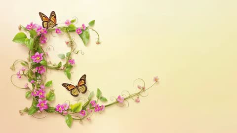 Floral Typeface: Letter B Growing with Vines and Butterflies