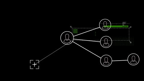Animated Digital Network with Human Icons on Black Background