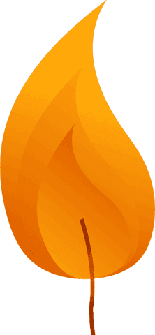 Flickering yellow and orange transparent flame with brown wick design