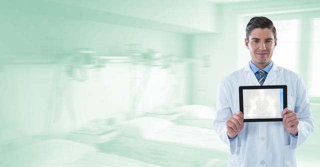 Male Doctor Displaying X-Ray on Digital Tablet in Bright Hospital Room - Download Free Stock Photos Pikwizard.com