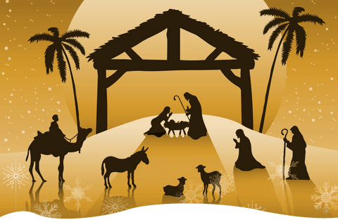 transparent nativity scene silhouette with sunset background - Download Free Stock Videos Pikwizard.com