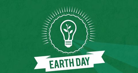 Earth Day Graphic Featuring Light Bulb with Leaf Design