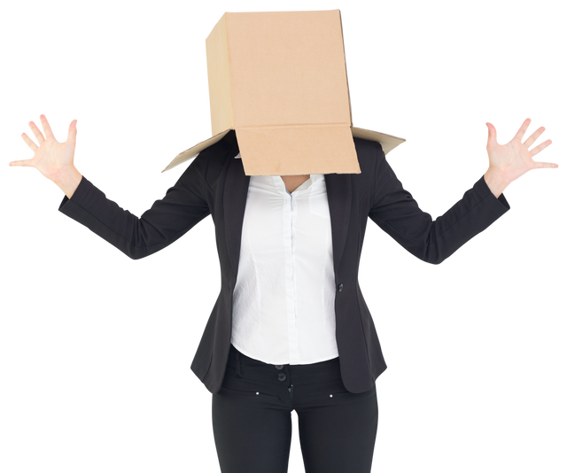 Transparent Businesswoman with Cardboard Box on Head - Download Free Stock Videos Pikwizard.com