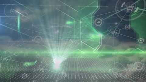 Abstract Digital Network with Futuristic Tech Elements