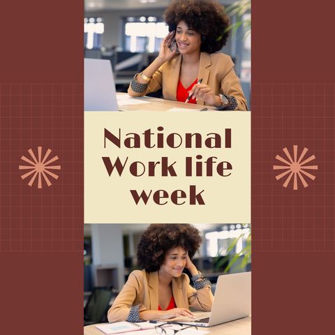 National Work-Life Week Celebration with Smiling Businesswoman - Download Free Stock Templates Pikwizard.com