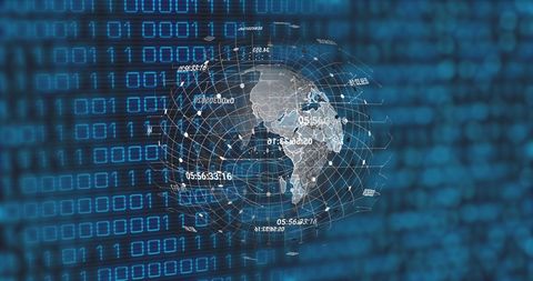 Futuristic Digital Globe with Binary Code Overlay - Download Free Stock Images Pikwizard.com